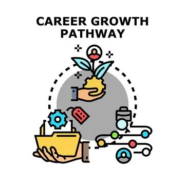Career growth pathway progressing through development stages Illustrazione stock