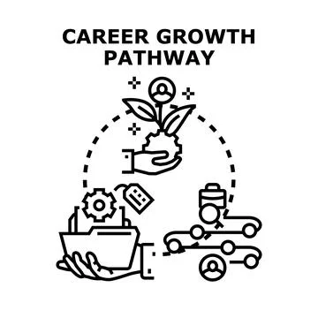 Career growth pathway progressing through development stages 스톡 일러스트