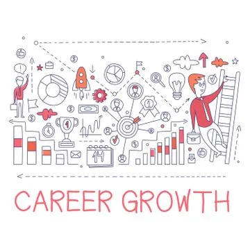 Career Growth Process Elements Creative Sketch Infographic Stockillustratie
