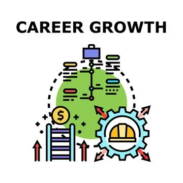 Career growth progress timeline with development strategy Stock Illustration