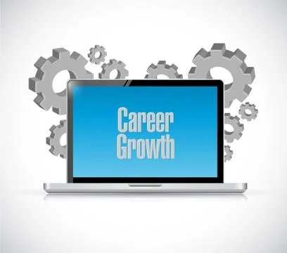 Career Growth tech computer sign concept Illustrazione stock