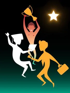 Career growth. Vector composition in gradient style Stock Illustration