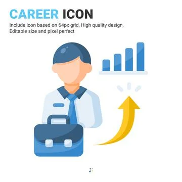 Career icon vector with flat color style isolated on white background イラスト素材