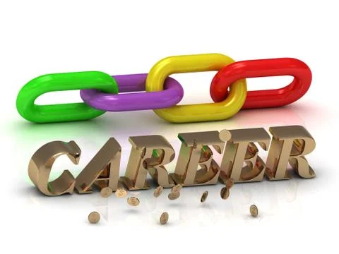 CAREER- inscription of bright letters and color chain on white background Stock Illustration
