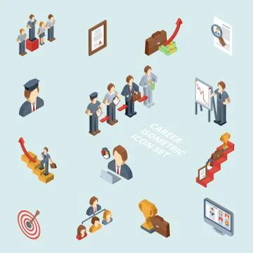 Career Isometric Set Stockillustratie