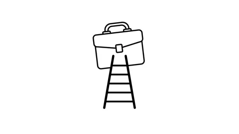 Career Ladder Briefcase Icon Stock Footage 343508836