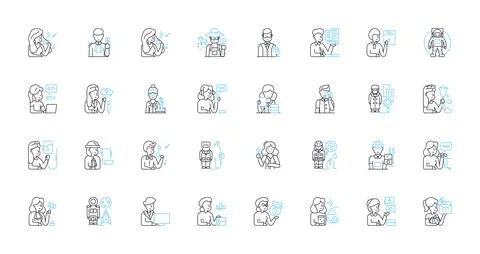 Career options linear icons set. Opportunities, Professions, Occupations Stock Illustration