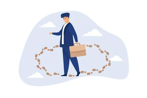 Career path dead end, work on same old repetitive job, business as usual no m Illustrazione stock