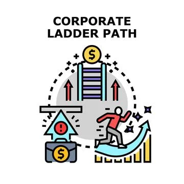 Career path development achieving success corporate goals Illustrazione stock