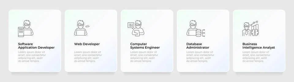 Career path discovery feature cards layout Stock Illustration