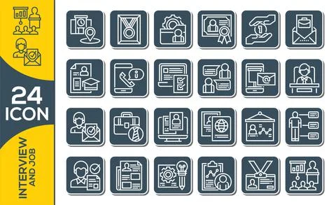 Career Path Icons. Gray Flat Design. Vector Illustration. Simple Set of Head  스톡 일러스트