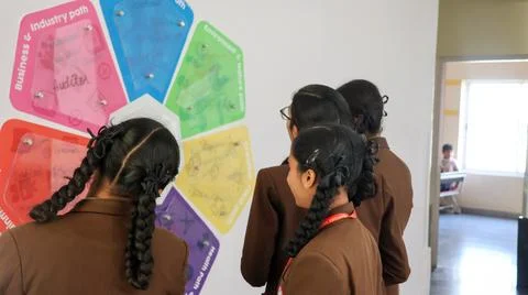 Career path wall where students write their Dreams Stock Photos