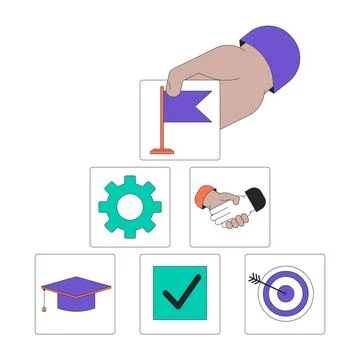 Career pathway planning 2D linear illustration concept Ilustración de archivo