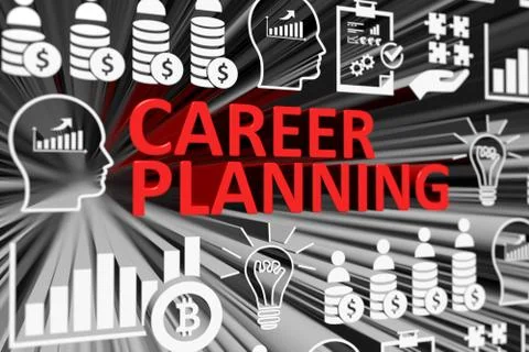 CAREER PLANNING concept blurred background 3d render illustration Stock Illustration