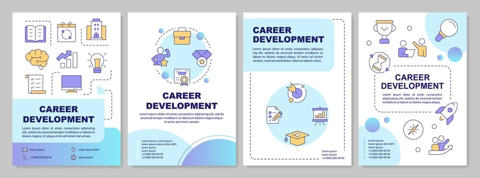 Career planning types blue gradient brochure template Illustrazione stock