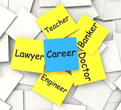 Career post-it note means profession or line of work Stock Illustration