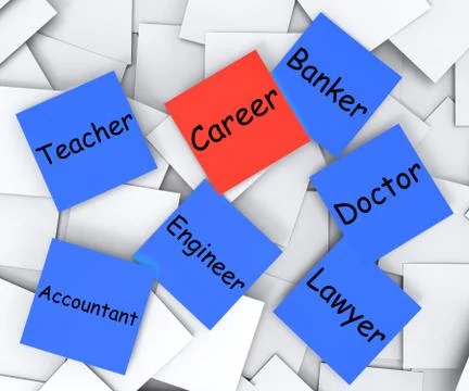 Career post-it note shows profession or line of work イラスト素材