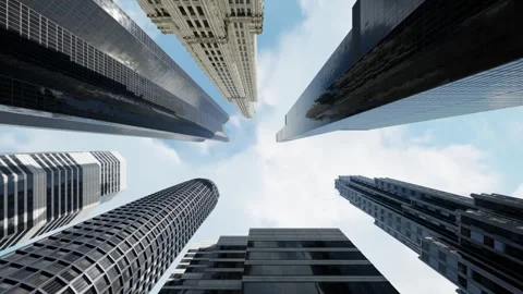 Career progression. The camera bursts out of the space enclosed by business Stock Footage 255626029