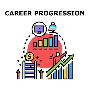 Career progression path moving growth chart Stock Illustration