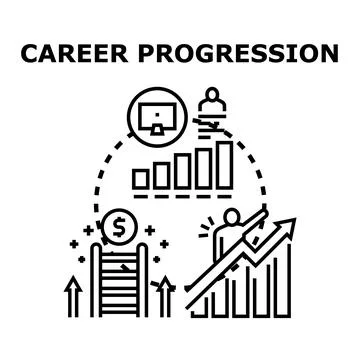 Career progression path moving growth chart Stock Illustration