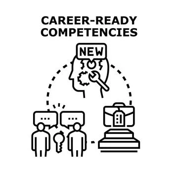 Career ready competencies concept developing new skills 스톡 일러스트