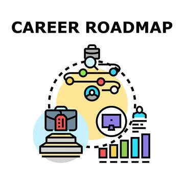 Career roadmap planning professional development path progress Stock Illustration