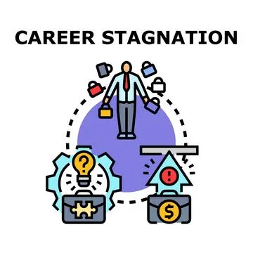 Career stagnation concept experiencing professional development block Stock Illustration