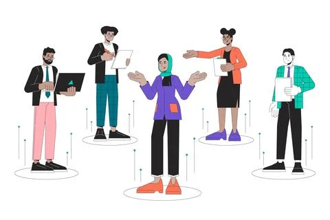 Career team start up 2D linear illustration concept Ilustración de archivo