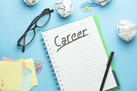 Career Text written on notepad Stock Photos