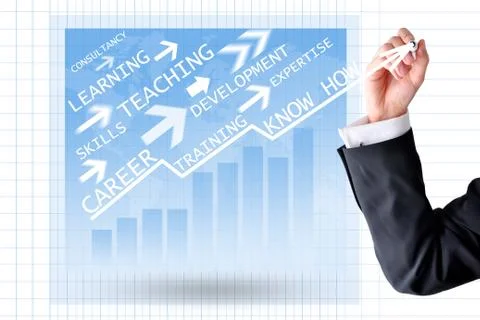 Career training and development concept with businessman hand and graph chart Stock-Fotos