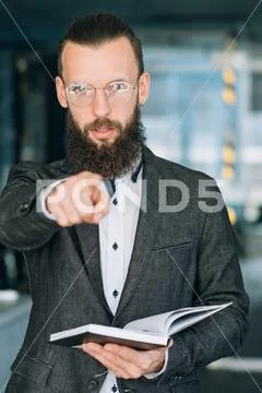 Career training business coach man pointing finger Stock Photos