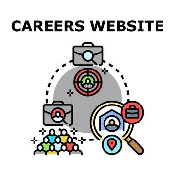 Career website finding candidates and job opportunities Stock Illustration