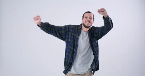 Carefree Man dancing in slow motion Stock Footage 143944941