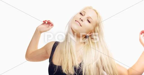 Carefree woman with arms outstretched Stock Photos