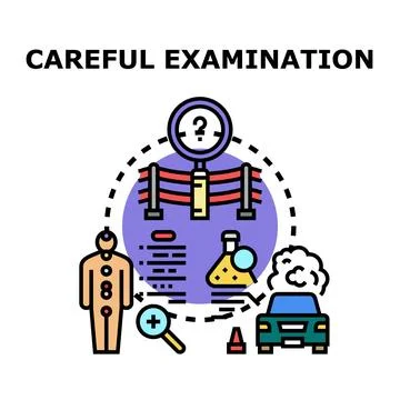 Careful examination concept vector illustration icons set Stock Illustration