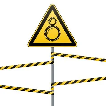 Carefully tightening between rotating elements is possible. Safety sign. The Stock Illustration