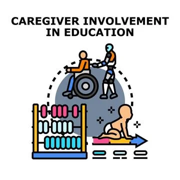 Caregiver involvement developing inclusive education for children Stock-Illustration