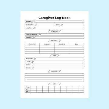 Caregiver KDP interior notebook template. Physician daily routine and patie.. Stock Illustration