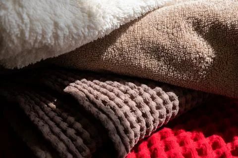 A careless stack of towels Stock Photos