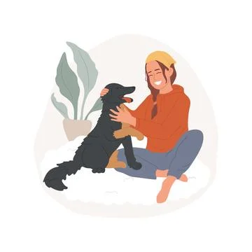 Caress a pet isolated cartoon vector illustration. Stock Illustration