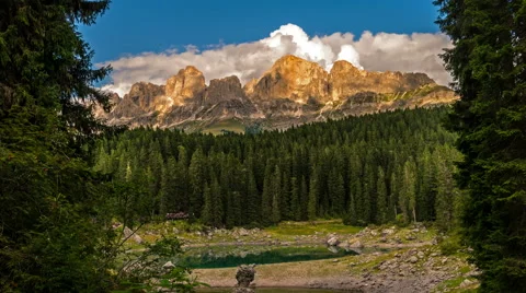 Carezza lake timelapse Stock Footage 53682053