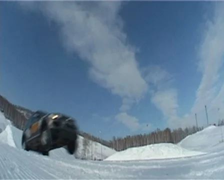 Car flies next to the camera Stock Footage 8966247