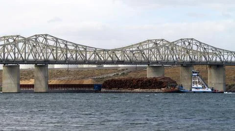 Carge Barge at Bridge Stock Photos