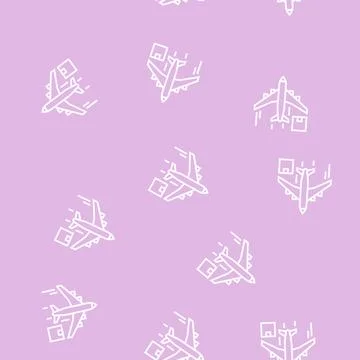 Cargo aircraft line seamless pattern Stock Illustration