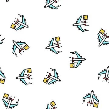 Cargo aircraft vector seamless pattern Stock Illustration
