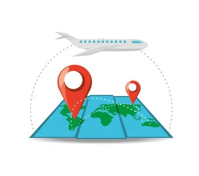 Cargo airplane and map with differents locations Illustration