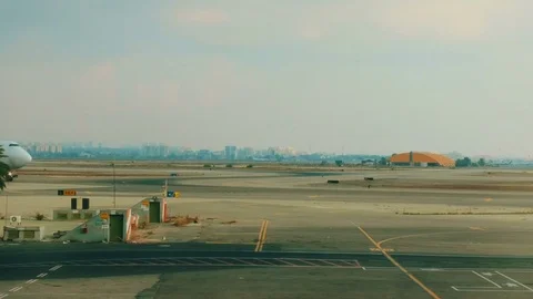 Cargo Airplane taxiing at the airport Stock Footage