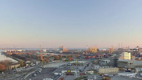 Cargo Area Sunset Wide Shot Stock Footage 85272252