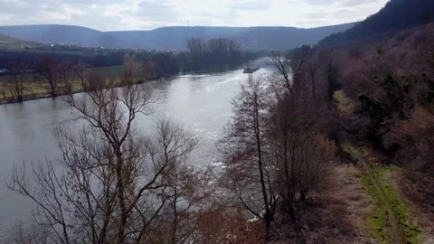 Cargo barge floats on the river Stock Footage 171482507