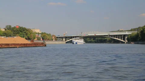 Cargo barge on the river Stock-Footage 36551203